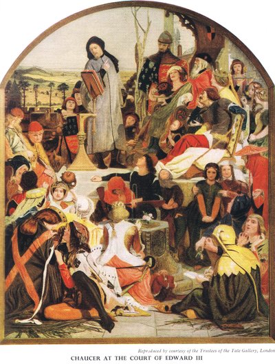 Chaucer am Hof von Edward III., um 1940 von Ford Madox Brown